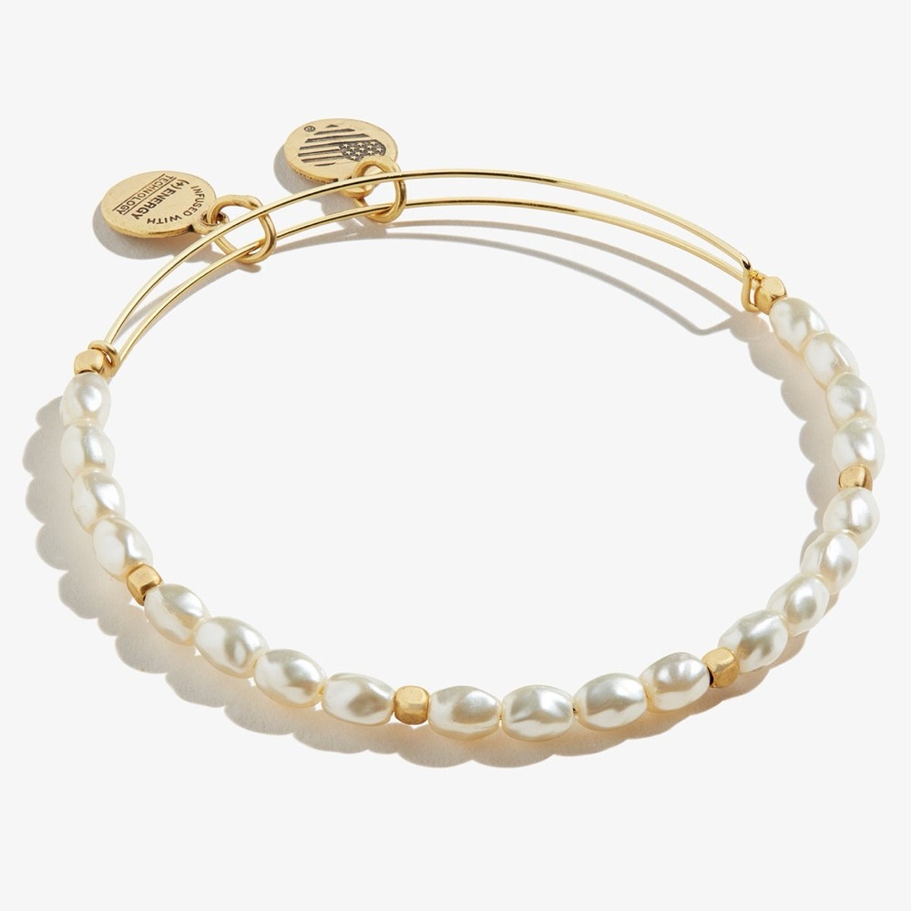 ALEX & ANI•sea sultry pearl bangle bracelet gold/silver NWT